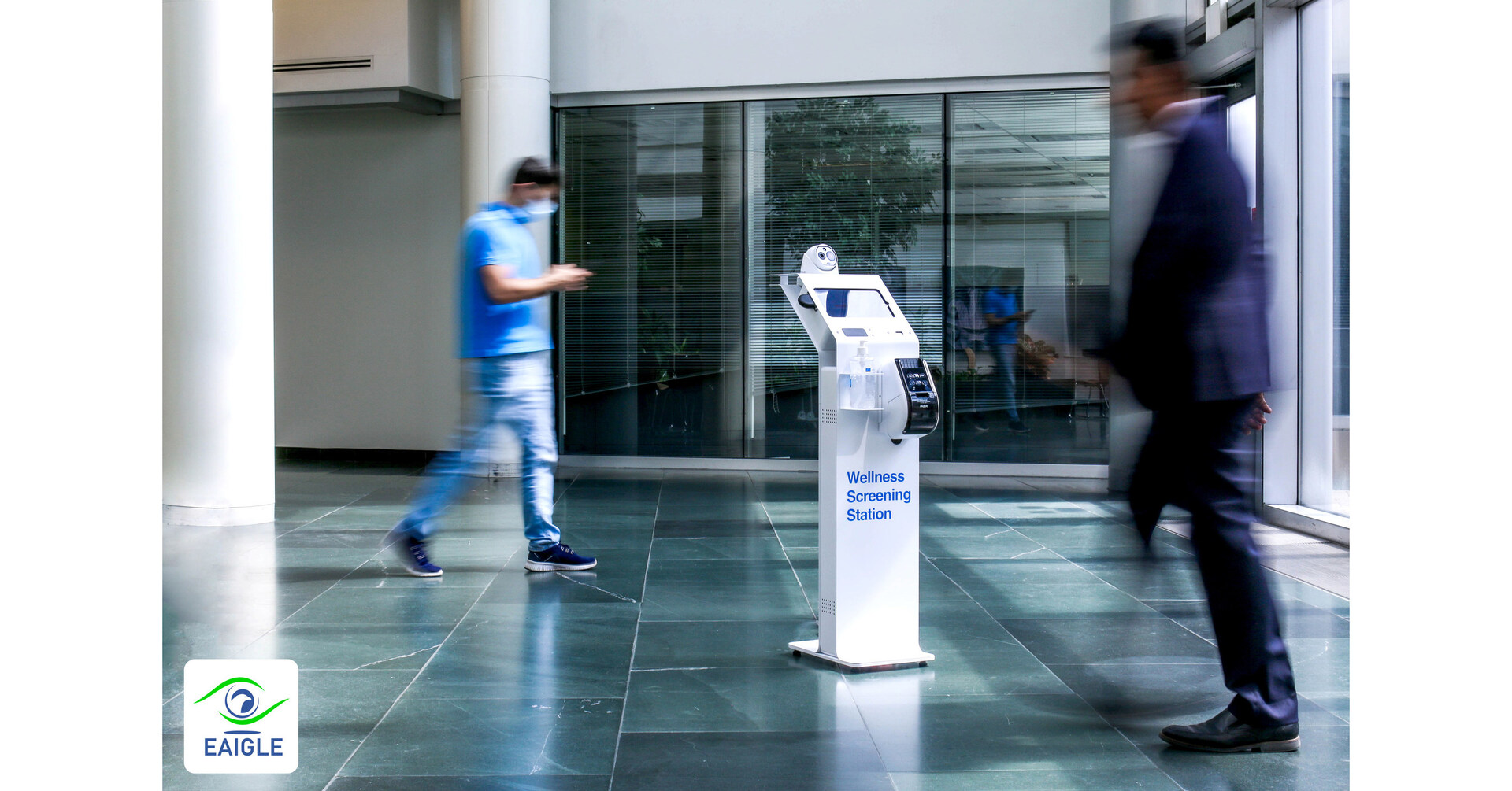 Computer vision tech inside a workplace with enhanced health and safety protection.