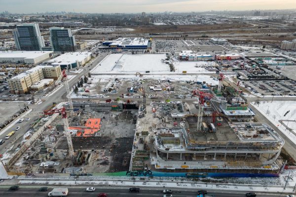 Aerial image of Festival Condo development in Vaughan