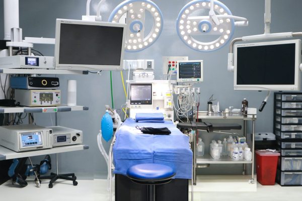 Anesthesia machine in an operating room