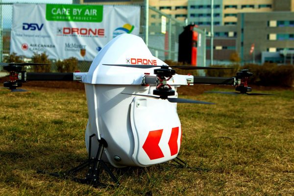 Drone Delivery Drone outside a hospital