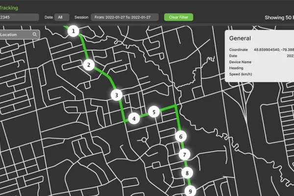 Vehicle asset tracking screen