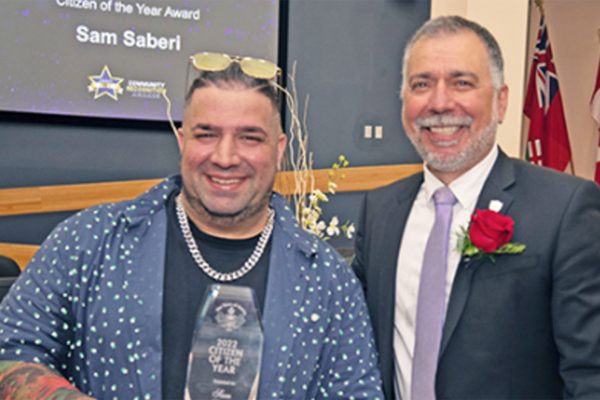 Sam Saberi and Mayor Mrakas