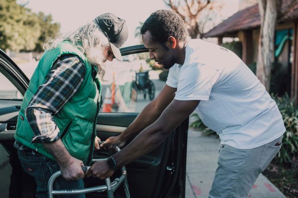 Helping an elderly person