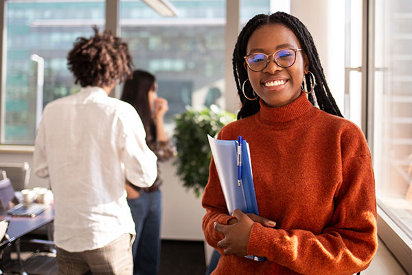 Students with a binder