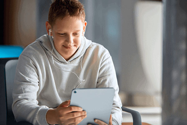 Student using a tablet