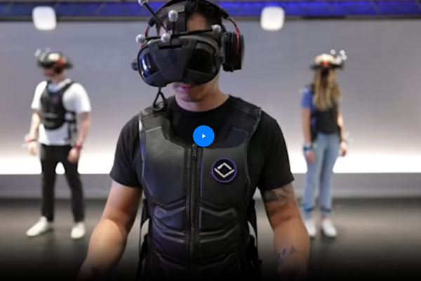 People playing virtual reality game