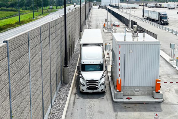 two trucks in a distribution centre